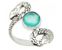AutorskeSperky.com - Stříbrný prsten had s chalcedonem - S6086 Stříbro