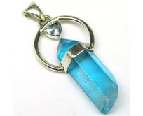 AutorskeSperky.com - Stříbrný přívěšek s aqua aura křišťálem - S7105 Stříbro