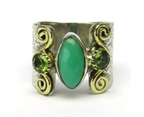 AutorskeSperky.com - Stříbrný prsten s chrysoprasem - S6393 Stříbro