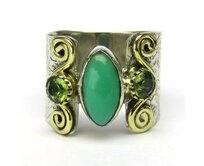 AutorskeSperky.com - Stříbrný prsten s chrysoprasem -  S6393 Stříbro