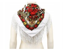 Dámský šátek Q71 bílý květinový vzor