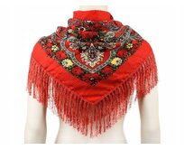 Dámský šátek Q71 červený květinový vzor