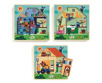 Dřevěné třívrstvé puzzle Djeco - Na statku