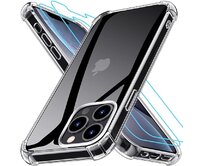 Silikonový obal + 2x tvrzené sklo pro Apple iPhone 13 Pro MAX- gumový - průhledný