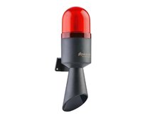 Poplachová siréna / Houkačka 7 tónů s optickou signalizací, blikající světlo red / 12-24V AC/DC