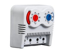 Duální / dvojitý bimetalový termostat NC+NO spínací, rozsah 0-60°C Plastim