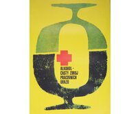 Retro plakát / Plechová cedule - Alkohol, častý zdroj pracovních úrazů Provedení:: Plechová cedule