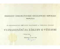 Vyznamenání za zásluhy o výstavbu od soudruha Štrougala