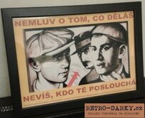 Plechová retro cedule / plakát - Nemluv... Provedení:: Papírový obraz v rámu A4