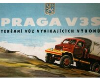 Plechová retro cedule / plakát - Praga V3S Provedení:: Papírový obraz v rámu A4