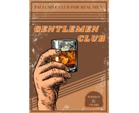 Plechová retro cedule / plakát - Gentlemen club II Provedení:: Papírový obraz v rámu A4