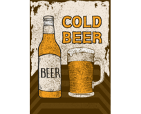 Plechová retro cedule / plakát - Cold beer Provedení:: Papírový obraz v rámu A4