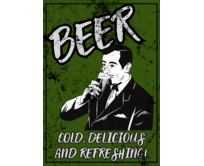 Plechová retro cedule / plakát - Beer cold, delicious... Provedení:: Papírový obraz v rámu A4