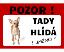 Plechová cedulka 20 x 15 cm – Tady hlídá... Psi Rasa psa: Čivava