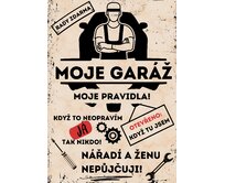 Plechová retro cedule / plakát - Moje garáž Provedení:: Papírový obraz v rámu A4