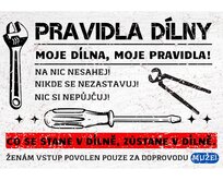 Plechová retro cedule / plakát - Pravidla dílny... Provedení:: Plechová cedule A4 cca 30 x 20 cm