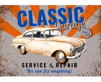 Plechová retro cedule / plakát - Classic garage Provedení:: Plechová cedule A5 cca 20 x 15 cm