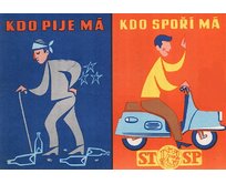 Plechová retro cedule - Kdo pije, kdo spoří Provedení: Dibond: 20 x 15 cm