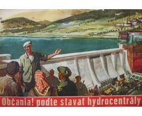 Plechová retro cedule - Poďte stavať hydrocentrály Provedení: Hliník: 20 x 15 cm
