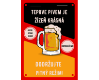 Plechová retro cedule - Teprve pivem je žízeň krásná Provedení: Dibond: 40 x 28,5 cm
