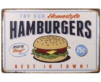 Plechová retro cedule - Hamburgers Provedení: Hliník: 30 x 20 cm