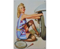 Plechová retro cedule - Car Girl II Provedení: Dibond: 30 x 20 cm