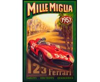 Plechová retro cedule - Mille Miglia Ferrari 1957 Provedení: Dibond: 20 x 15 cm