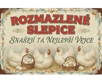 Plechová retro cedule - Rozmazlené slepice Provedení: Dibond: 30 x 20 cm