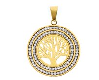 Ewena Řetízek s přívěskem strom života s krystaly ve zlaté barvě