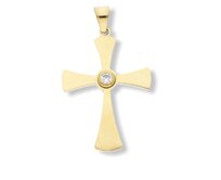Ewena Ocelový kříž s kaminkem z chirurgické oceli Barva: Zlatá Zlatá