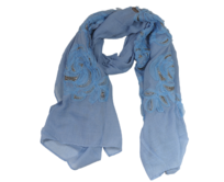 Ewena Šátek s květy 180 x 70 cm 85% bavlna barva modrá 85% bavlna 15% viskóza