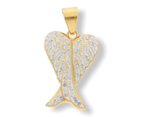 Ewena Přívěsek andělské křídlo DUO chirurgická ocel GOLD 4,7 x 3,2 cm chirurgická ocel