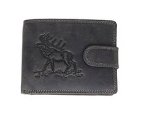 Ewena Pánská kožená peněženka černá s motivem Jelena