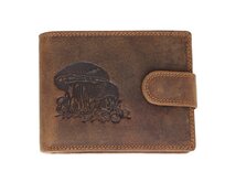 Ewena Pánská kožená peněženka hnědá s motivem Houby