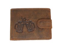 Ewena Pánská kožená peněženka hnědá s motivem Piva