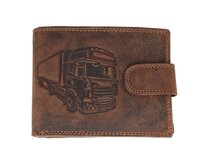 Ewena Pánská kožená peněženka hnědá s motivem Kamión