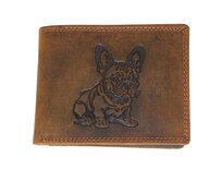 Ewena Pánská kožená peněženka hnědá s motivem Buldočka