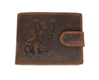 Ewena Pánská kožená peněženka hnědá s motivem Buldočka
