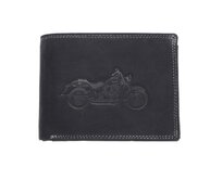 Ewena Pánská kožená peněženka černá s motivem Motorka