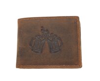 Ewena Pánská kožená peněženka hnědá s motivem Piva