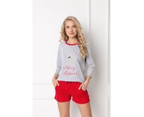 New Design Pyžamo dámské Cookie Short Grey-Red červená, L