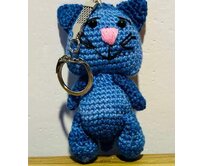 Přívěšek na klíček kočička Modrá, bavlna