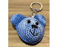 Přívěšek na klíček medvídek hlava Modrá, bavlna