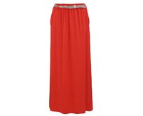 Letní jednobarevná dlouhá sukně s páskem SU4679 - červená - vel. UNI