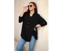 Dámská bavlněná mušelínová košile - černá - vel. oversize černá, UNI