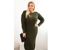 Dámské úpletové šaty dlouhé K15PLUS1 - khaki - vel. 44/46 Khaki, UNI