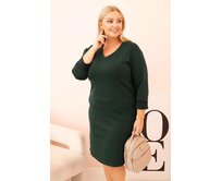 Dámské denní šaty ke kolenům KD21548 - tmavě zelené - vel. 44/46/48 Zelená, UNI