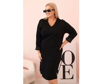 Dámské denní šaty ke kolenům KD21548 - černé - vel. 44/46/48 Černá, UNI