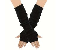 Pletené návleky na ruce - pletené rukavice dámské - černé - vel. UNI Černá, UNI