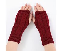 Pletené návleky na ruce - pletené rukavice dámské RU0011 - vínové - vel. UNI Vínová, UNI